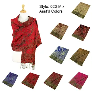 12-Pack Pashmina Paisley  Shawsl Assorted Colors 023