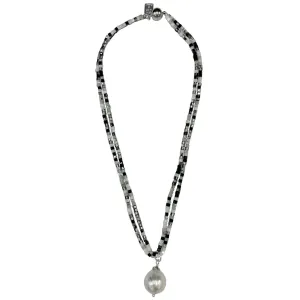 143-BLACK-S | BLACK MIX CRYSTALS W/ EDISON PEARL DROP