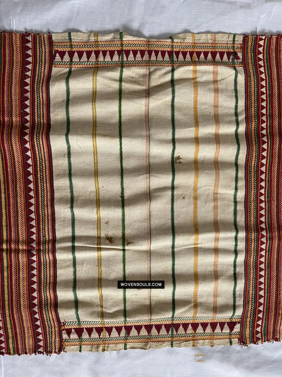 1692 Rare Exceptional Vintage Orissa Odisha Gond Tribal Shawl w Yellow