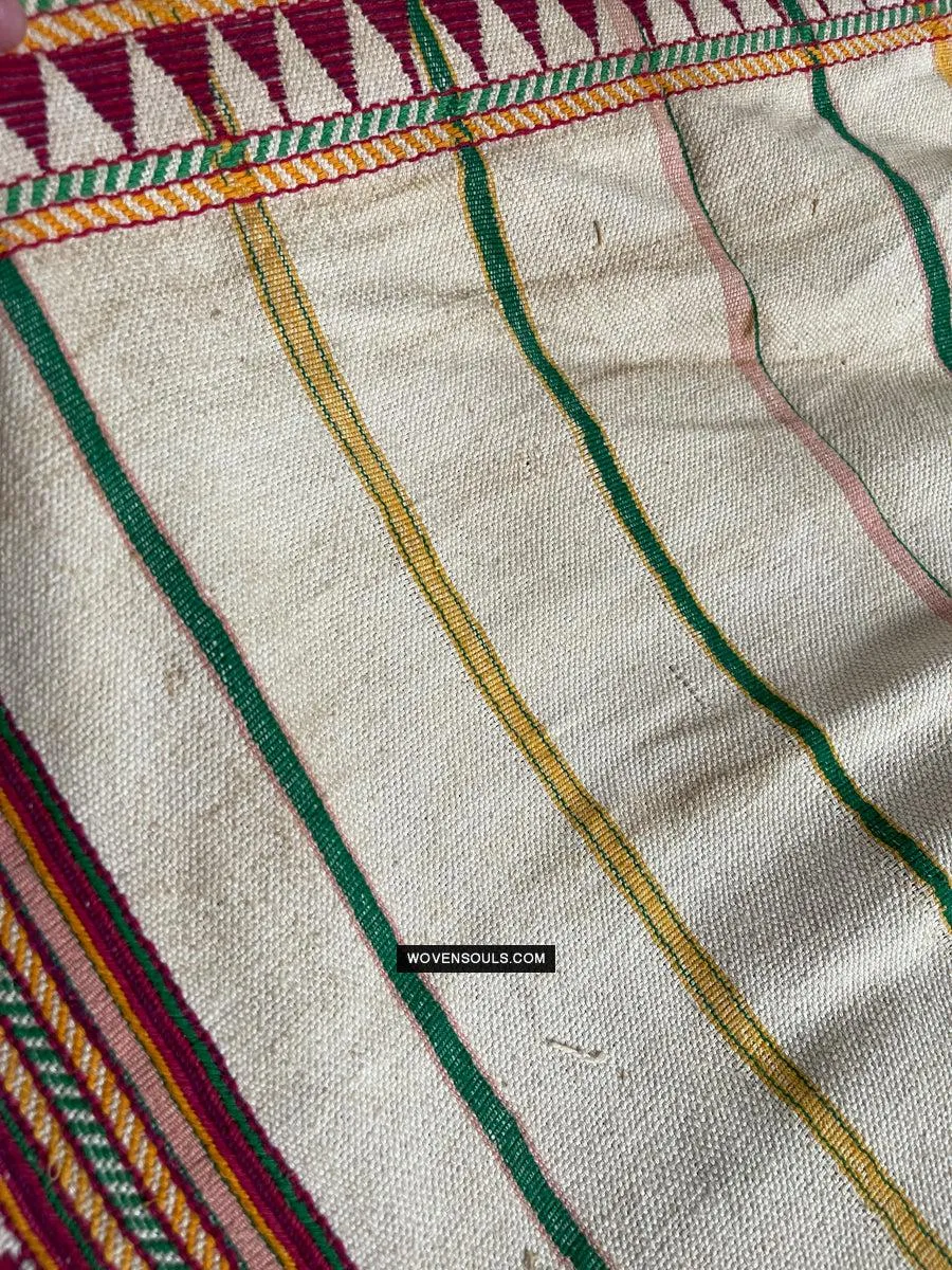 1692 Rare Exceptional Vintage Orissa Odisha Gond Tribal Shawl w Yellow