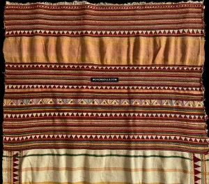 1692 Rare Exceptional Vintage Orissa Odisha Gond Tribal Shawl w Yellow