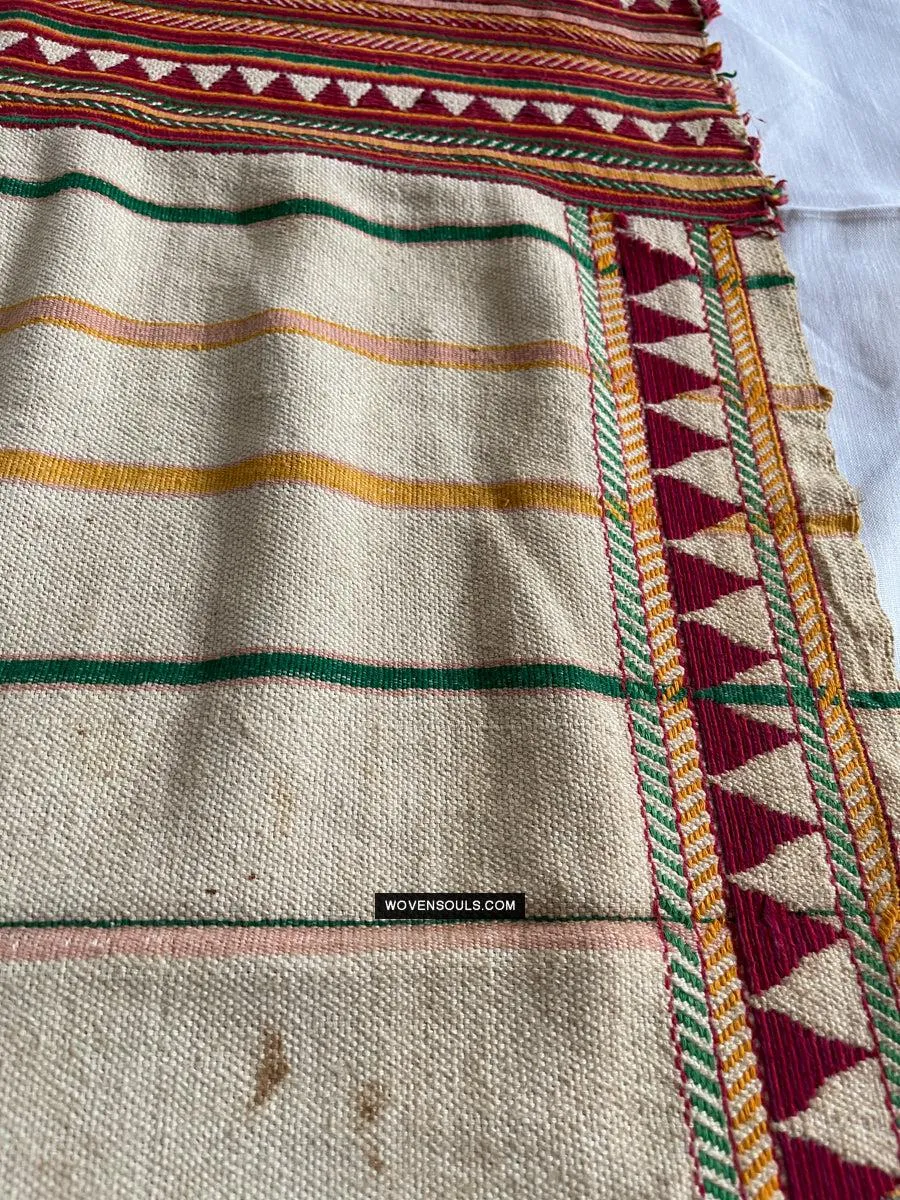 1692 Rare Exceptional Vintage Orissa Odisha Gond Tribal Shawl w Yellow