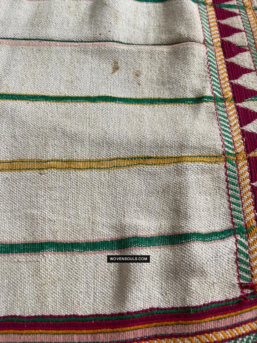 1692 Rare Exceptional Vintage Orissa Odisha Gond Tribal Shawl w Yellow