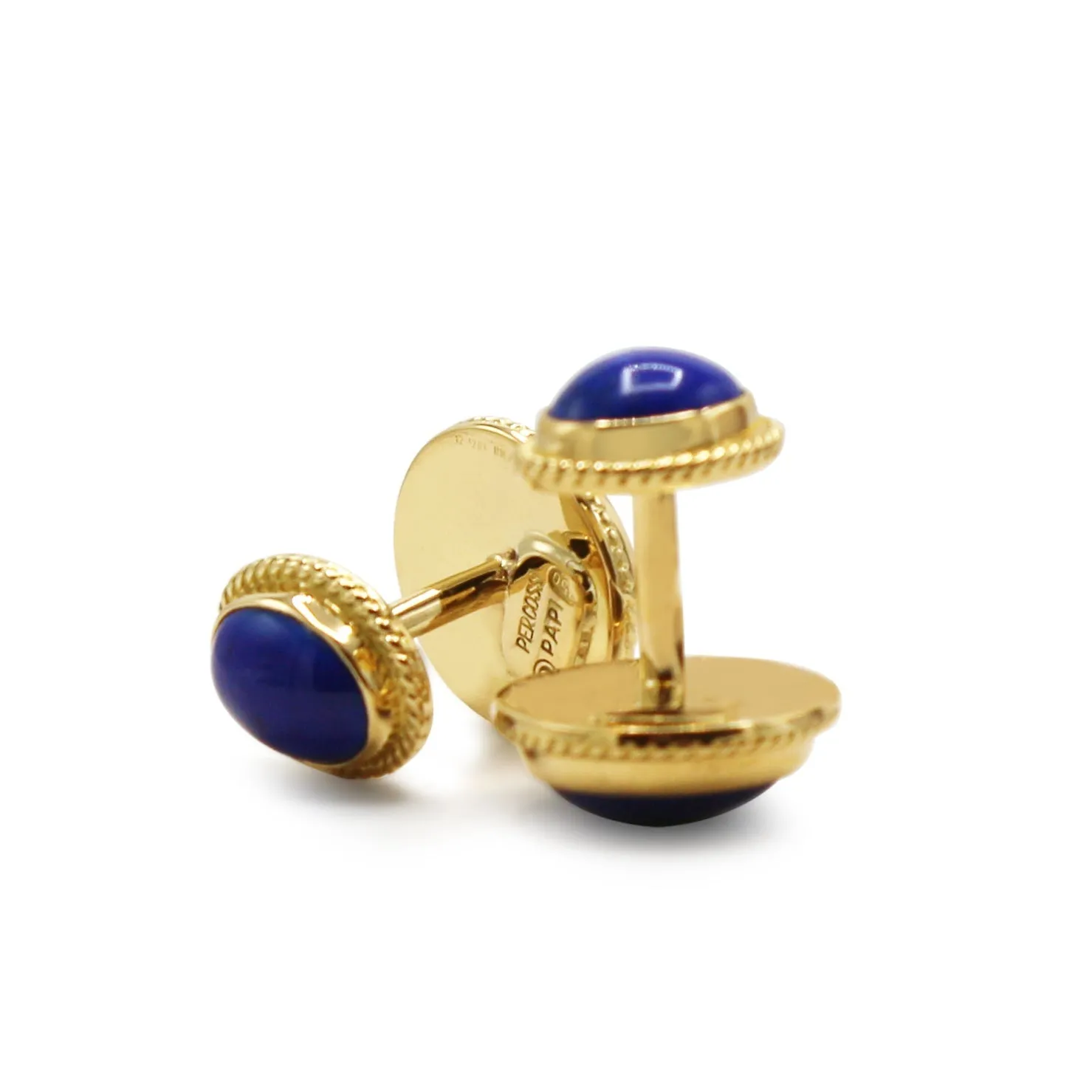 18ct Yellow Gold Lapis Lazuli Set Cufflinks - By Percossi