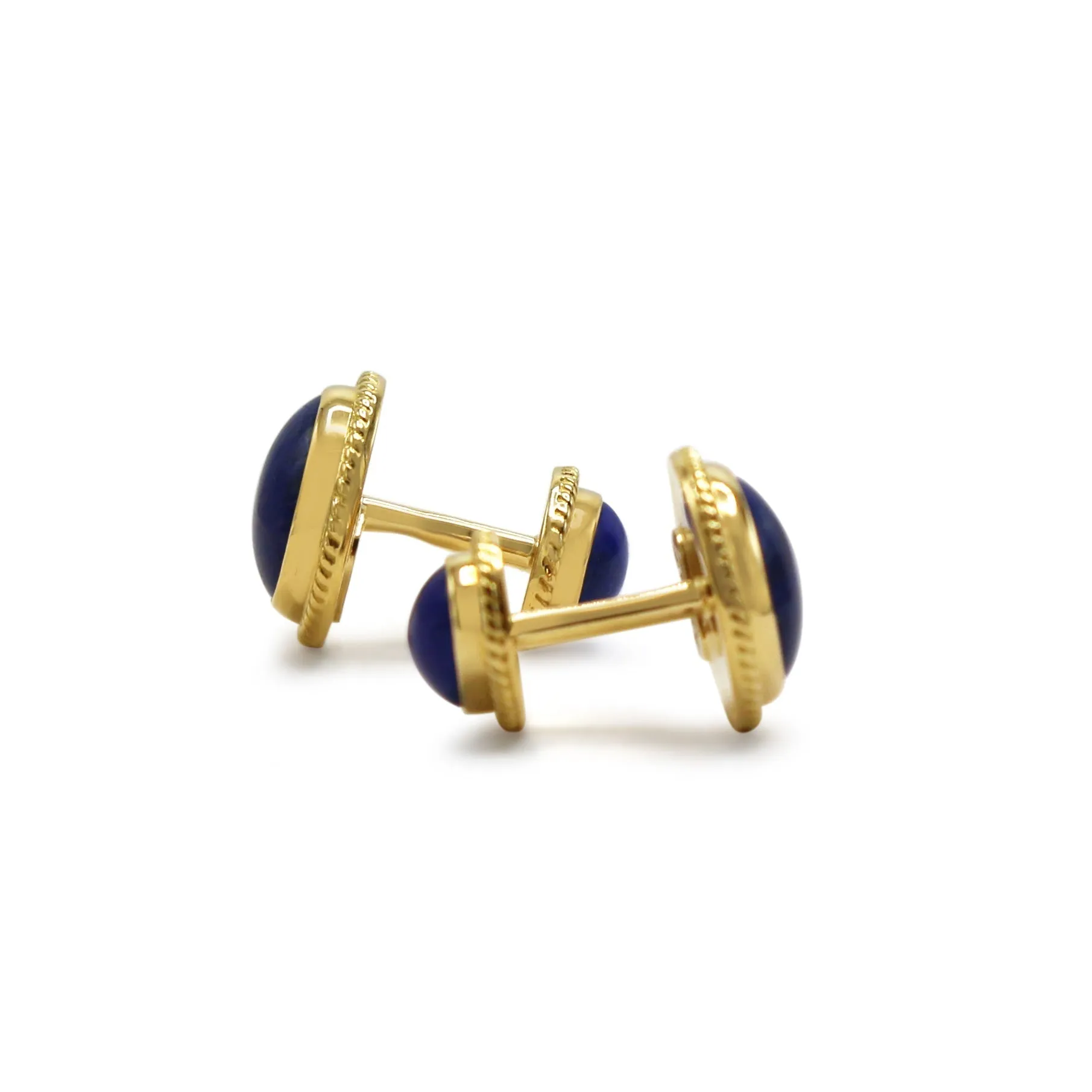 18ct Yellow Gold Lapis Lazuli Set Cufflinks - By Percossi