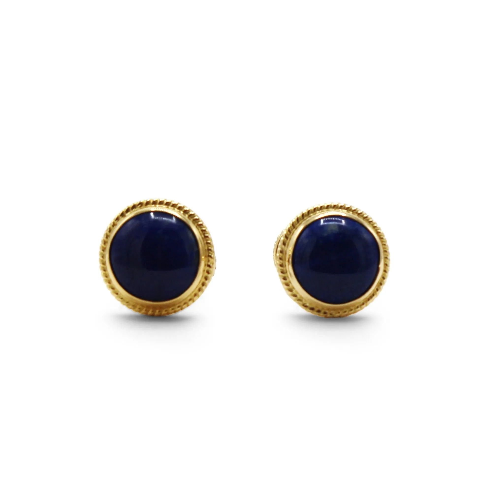 18ct Yellow Gold Lapis Lazuli Set Cufflinks - By Percossi