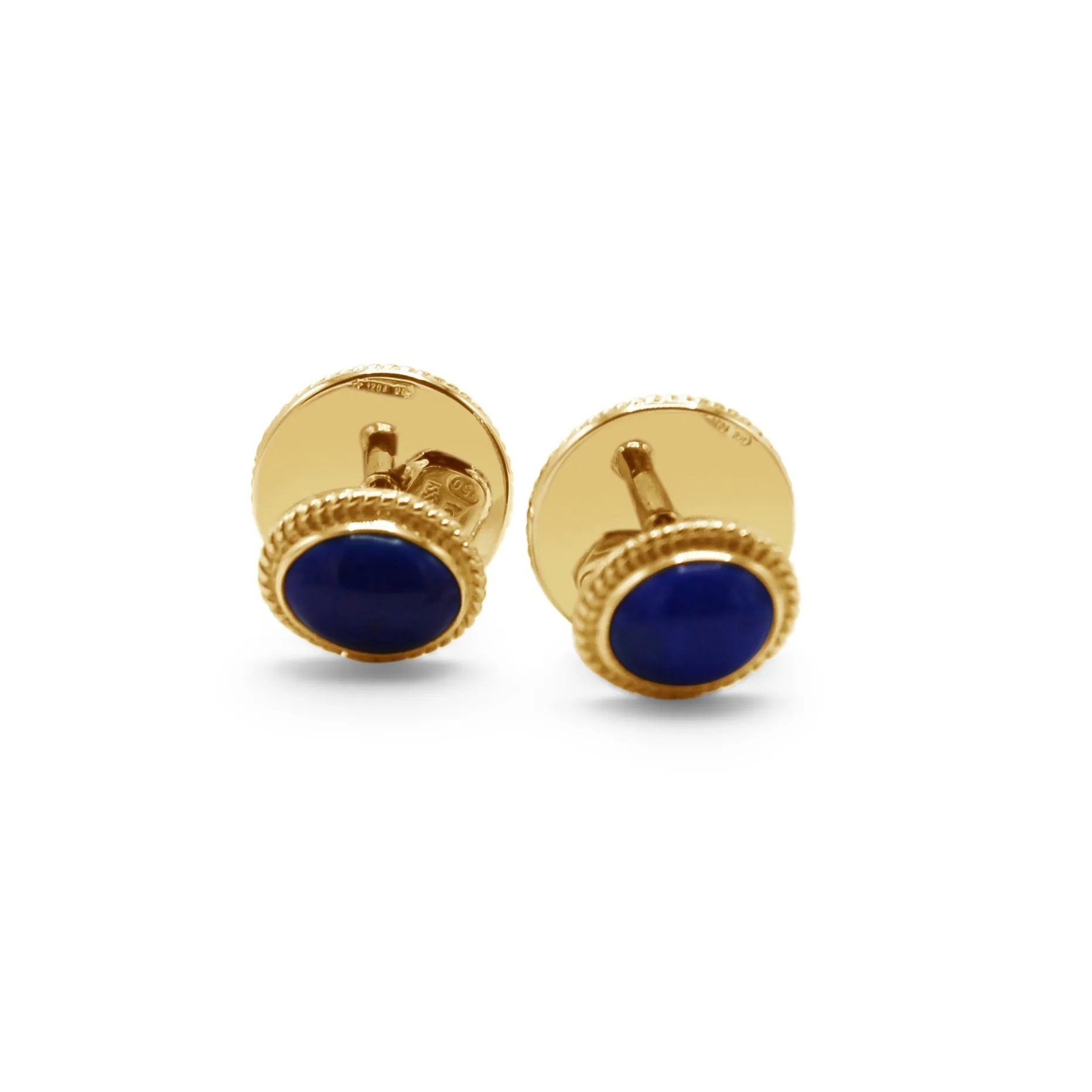 18ct Yellow Gold Lapis Lazuli Set Cufflinks - By Percossi