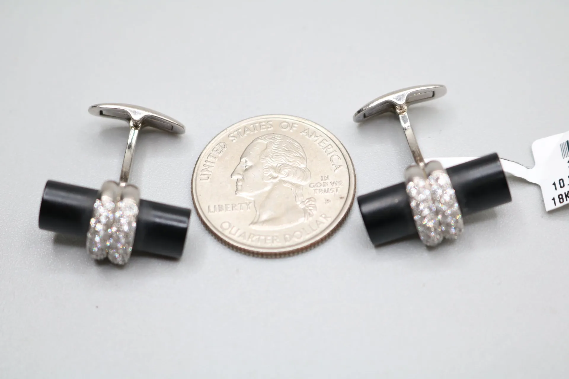 18K White Gold Diamond and Onyx Cufflinks (0.92 CTW) (Local Pick-up Only)