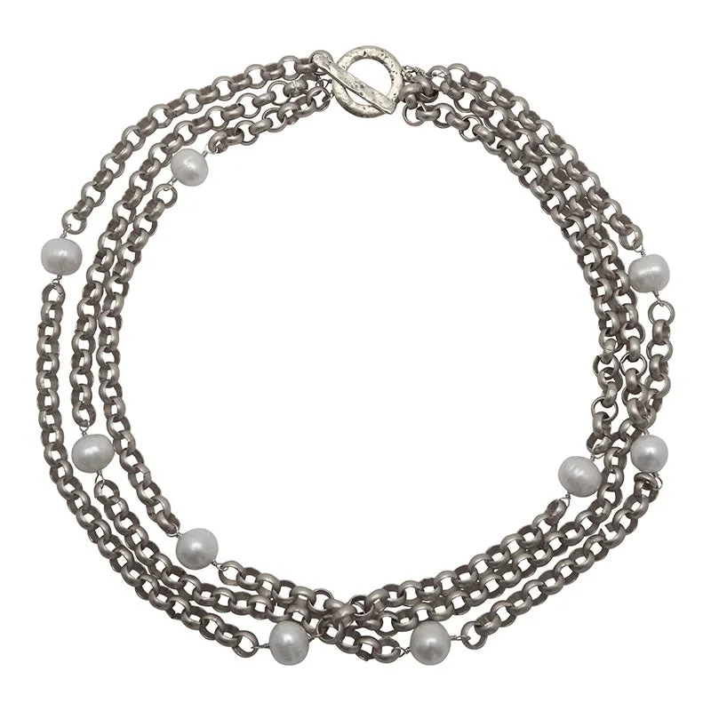 220-01-S | COCO TRIPLE STRAND NECKLACE ( SILVER)