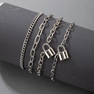 4 in 1 Silver Anklet Bracelet