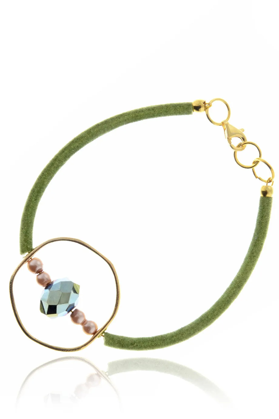 ALBERTO GALLETI IRAIDA Gold Green Suede Bracelet