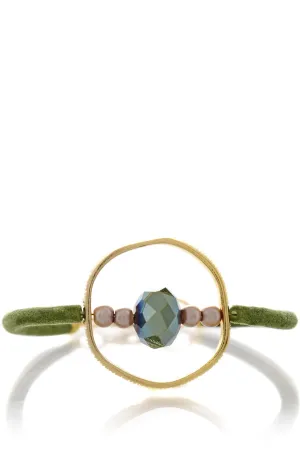 ALBERTO GALLETI IRAIDA Gold Green Suede Bracelet