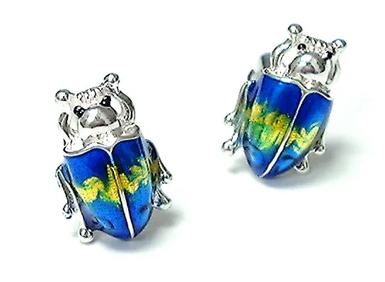 Beetle Nature's Jeweled Sterling Cufflinks