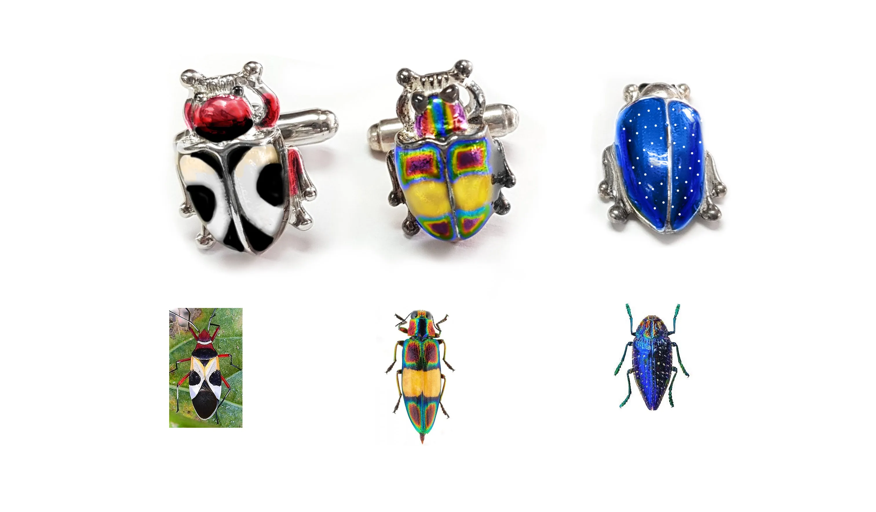 Beetle Nature's Jeweled Sterling Cufflinks