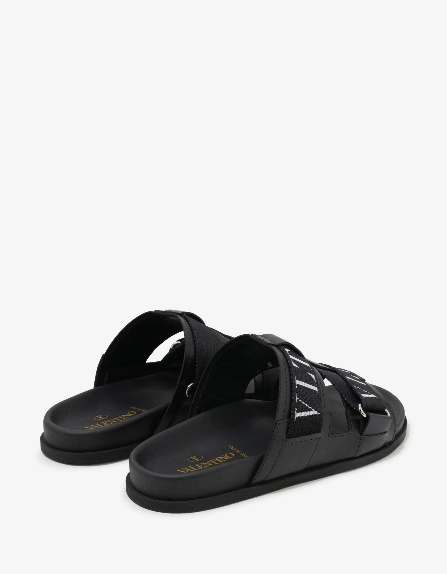 Black Leather VLTN Sandals -