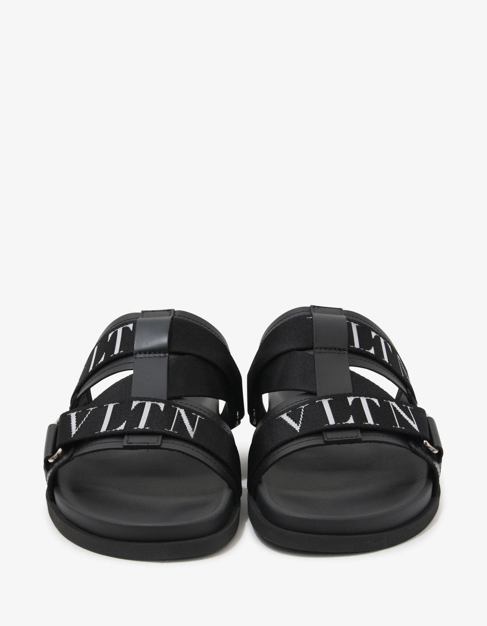 Black Leather VLTN Sandals -