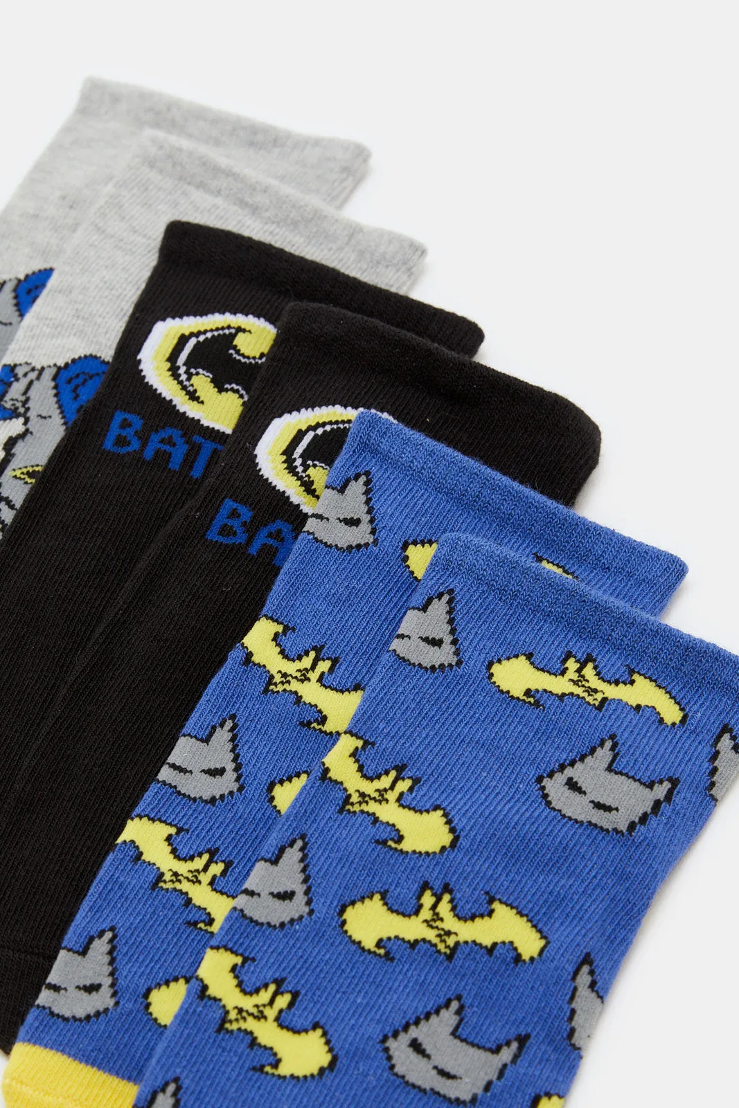 Boys Assorted Batman Print Ankle Socks (3 Pairs)