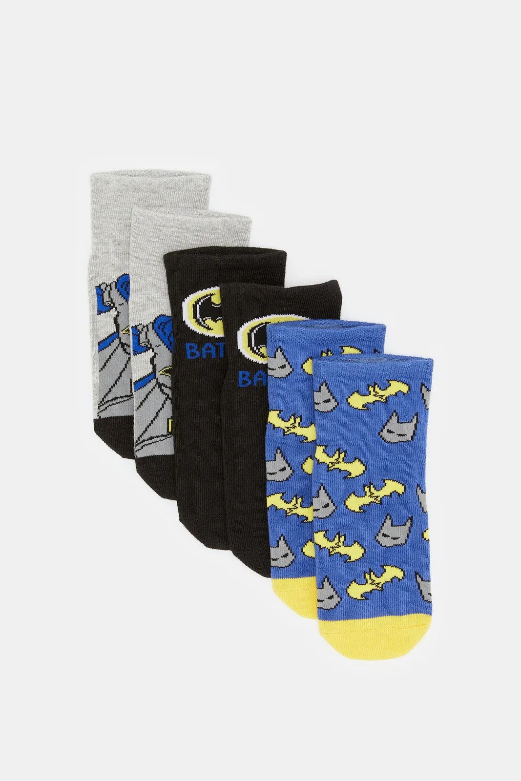 Boys Assorted Batman Print Ankle Socks (3 Pairs)