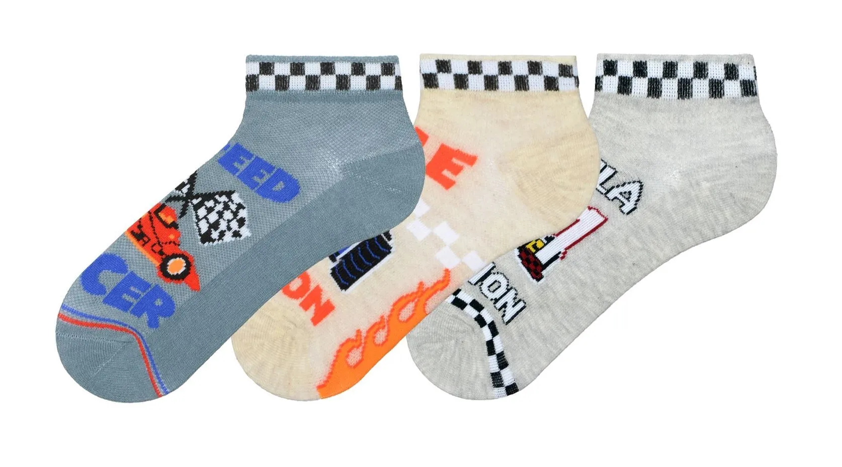 Boys Trainer Socks Racing Cars 3Pk (2-6yrs)