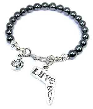 Bunny O Loved With Carrot Hematite Glass Bracelet