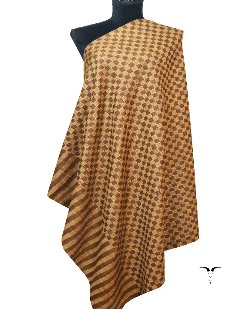 Check Pattern Pashmina Shawl In Hues Of Brown 6733