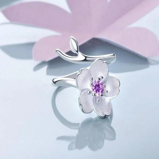 Cherry Blossom Sterling Silver Rings