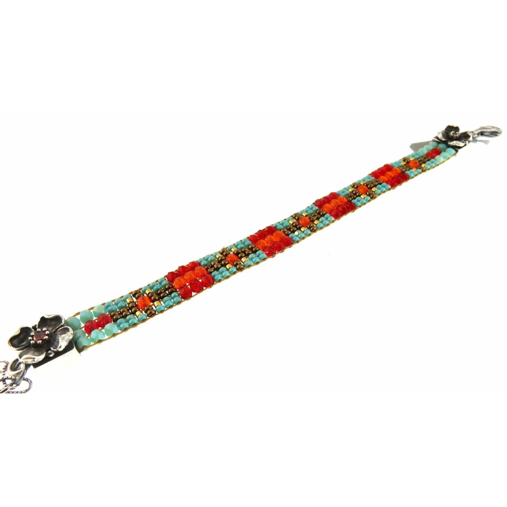 Chili Rose Tiny Hot Cross Flower Gem  Bracelet by Adonnah Langer