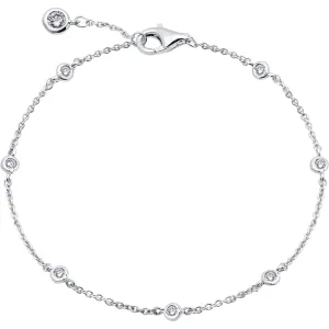 CRISLU Small Bezel Station Anklet Finished in Pure Platinum