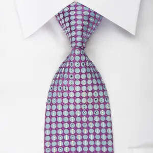 Daniel Hechter Rhinestone Silk Tie Blue Dots On Purple With Silver Sparkles