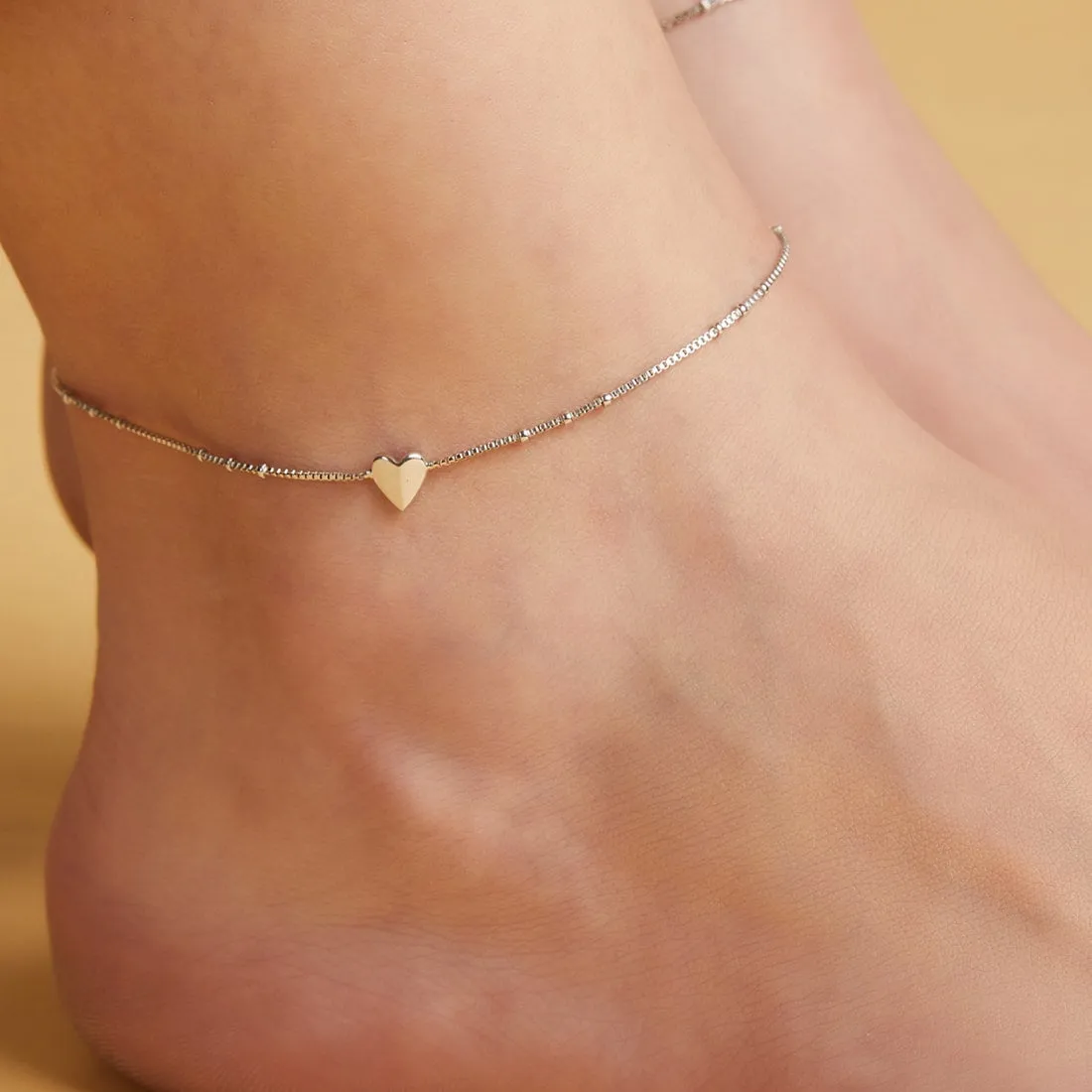 Delicate Heart 925 Sterling Silver Anklets