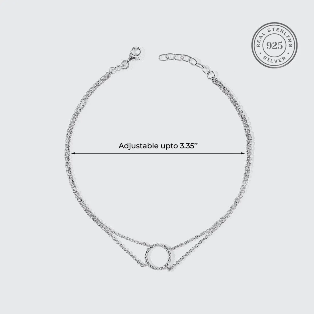 Double Layered Love Circle 925 Silver Anklets