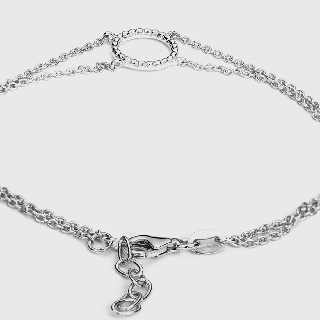 Double Layered Love Circle 925 Silver Anklets