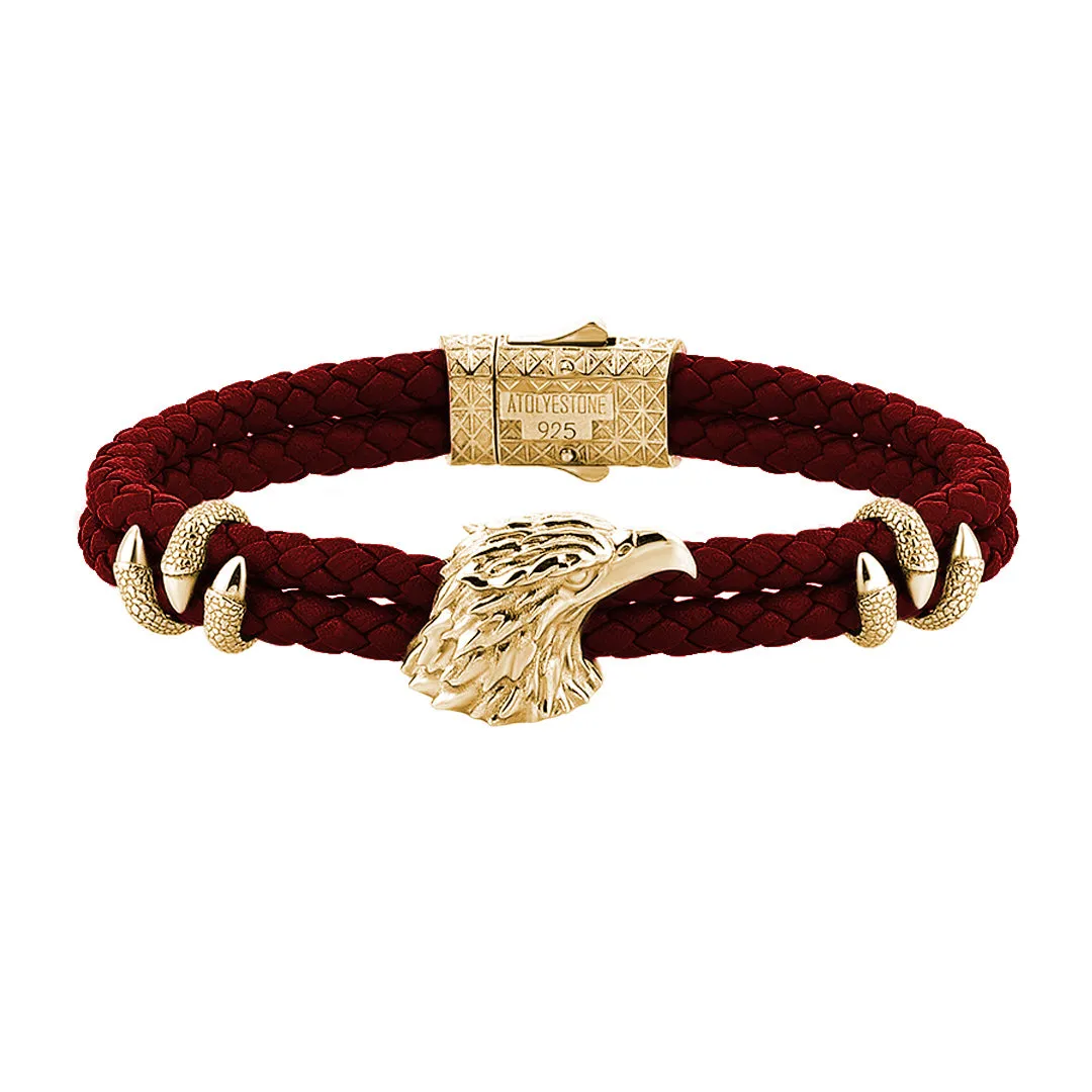 Eagle Leather Bracelet  - Solid Silver