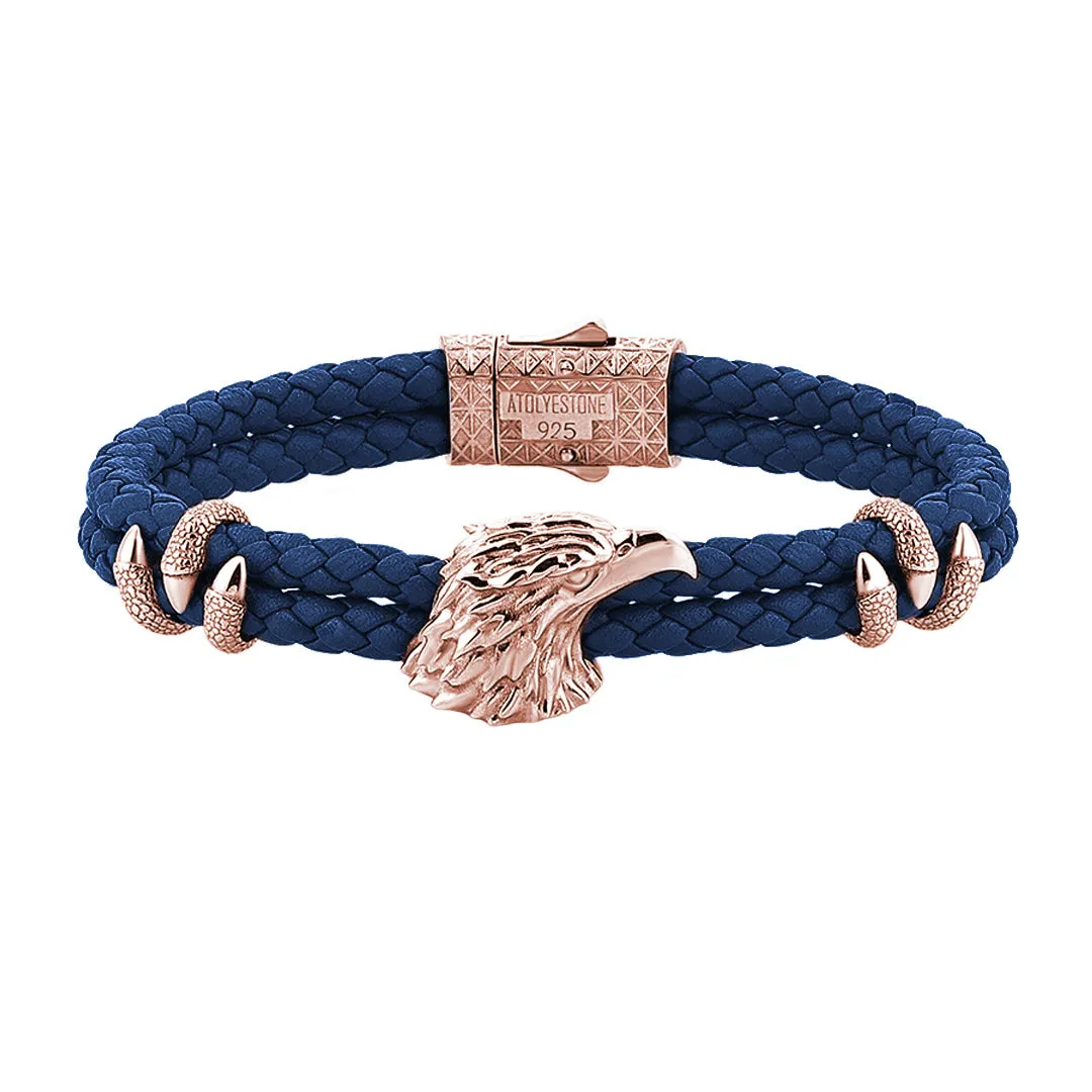 Eagle Leather Bracelet  - Solid Silver