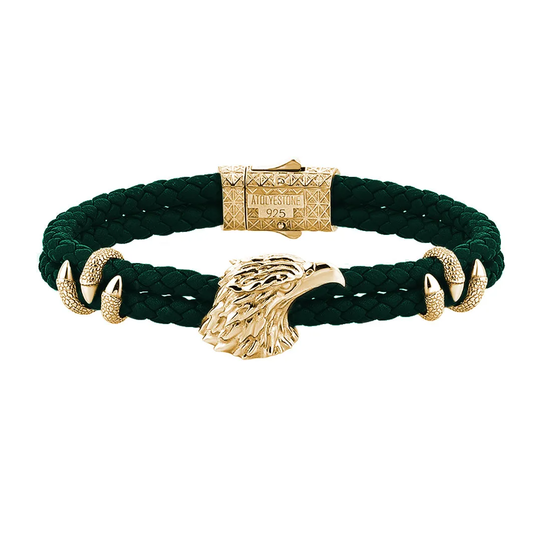 Eagle Leather Bracelet  - Solid Silver