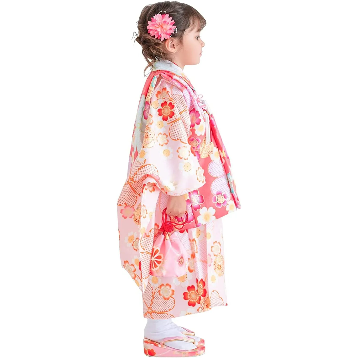 Full Kimono Set for 3 Years Old  Light Pink Sakura Shichigosan/New Years Ceremony