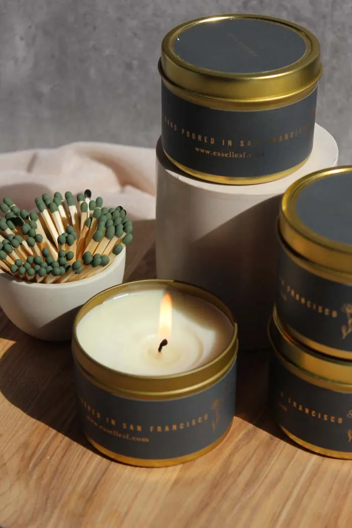 Geranium & Sandalwood Gold Tin Candle