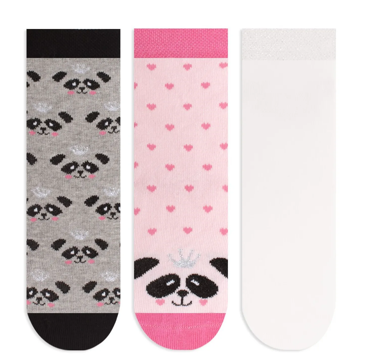 Girls Ankle Socks Panda 3Pk (2-6yrs)