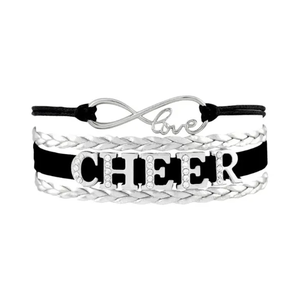 Girls Black Cheer Rhinestone Bracelet