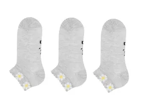 Girls Trainer Socks Daisy Grey 3Pk (3-4yrs)