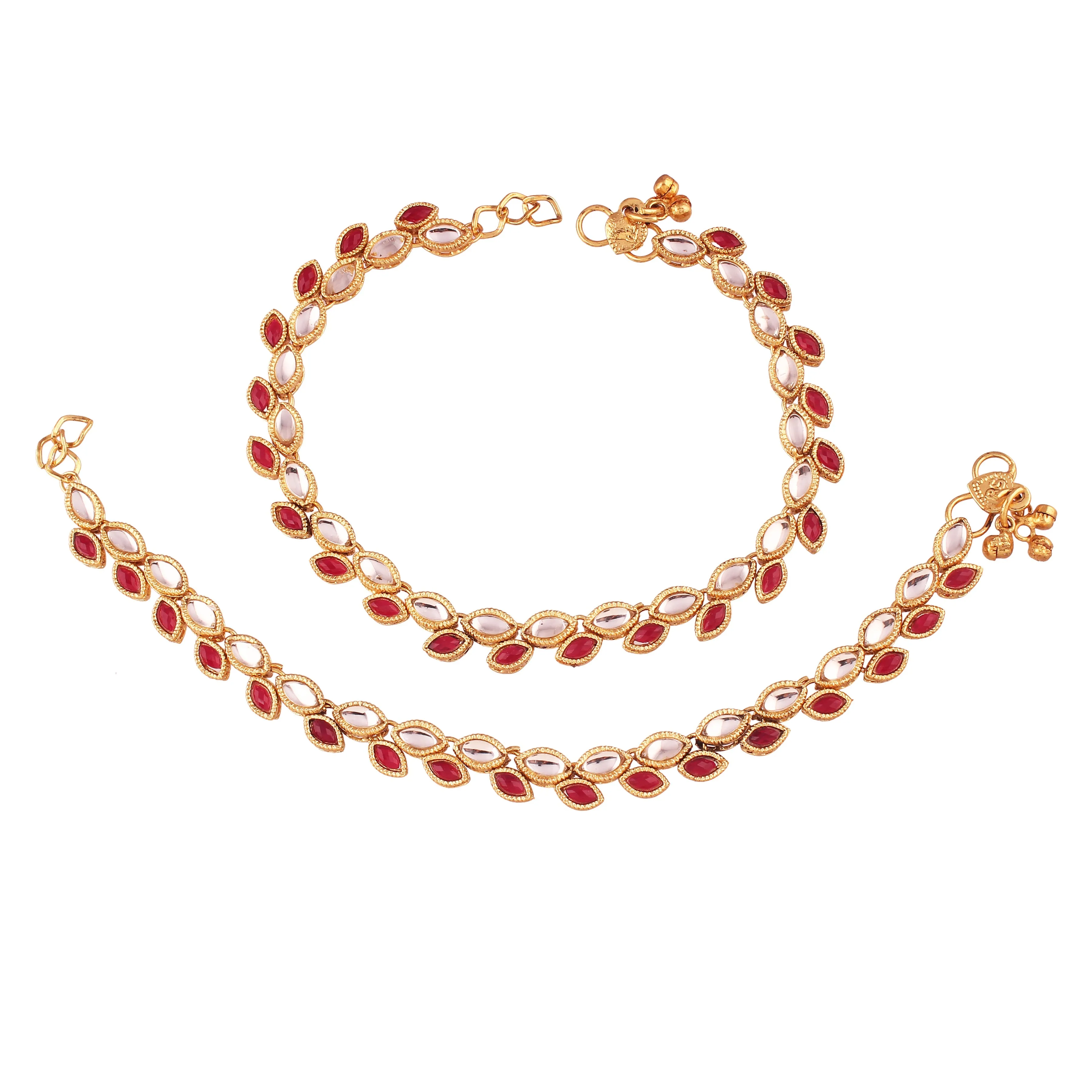 Gold Plated Traditional Kundan Payal Anklets For Women