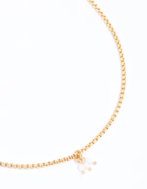 Gold Plated Triple Freshwater Pearl Dainty Necklace