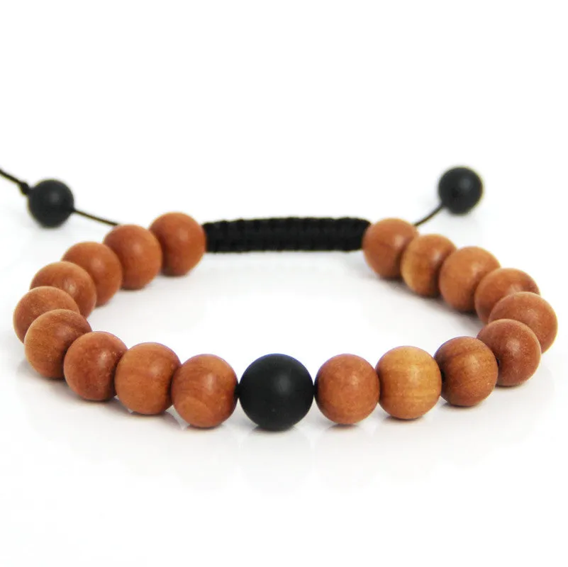 Good Vibrations Wrist Mala | Matte Onyx, Sandalwood