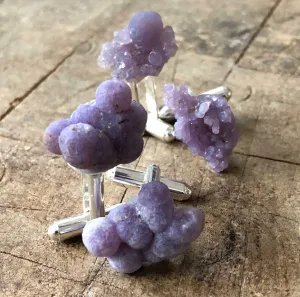 Grape Agate Cufflinks, purple chalcedony