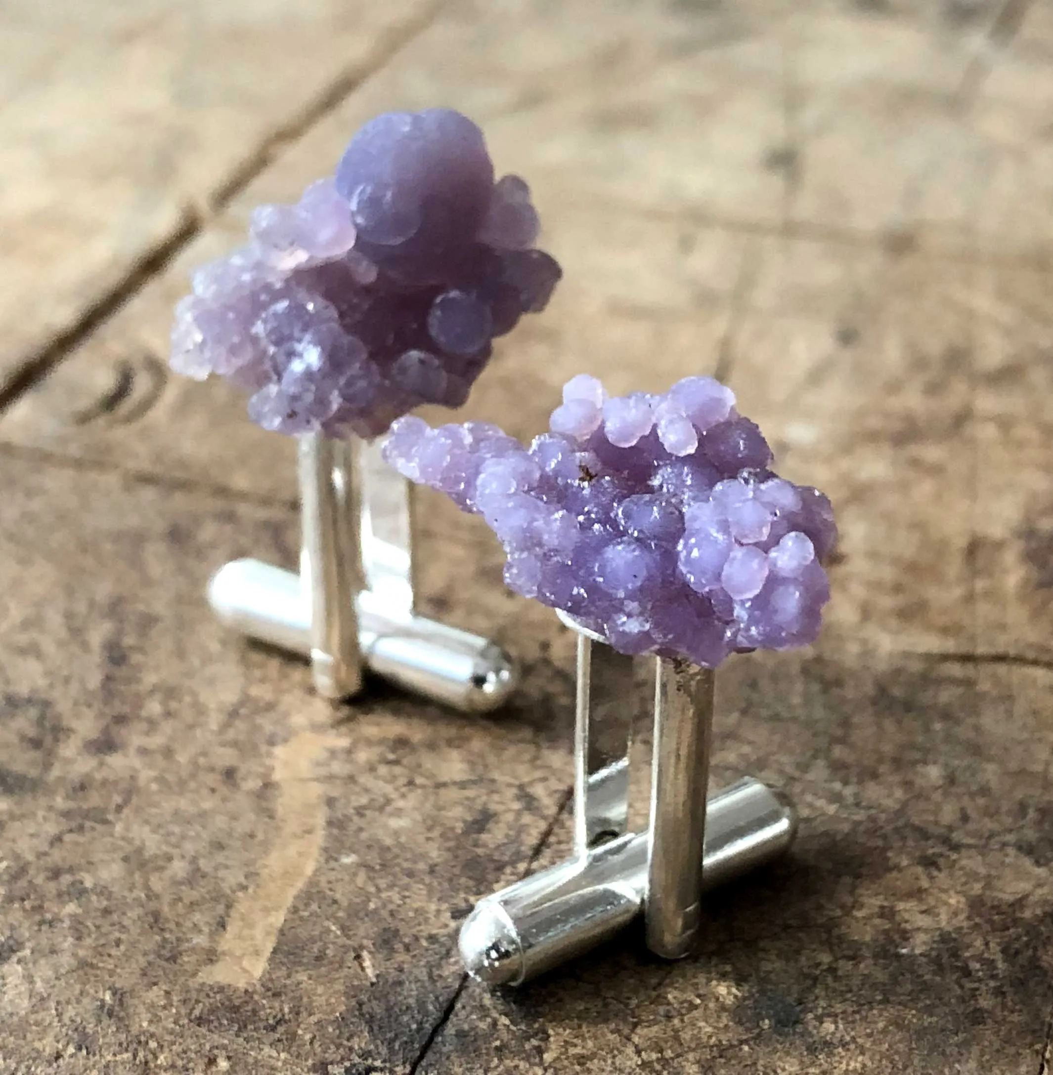 Grape Agate Cufflinks, purple chalcedony