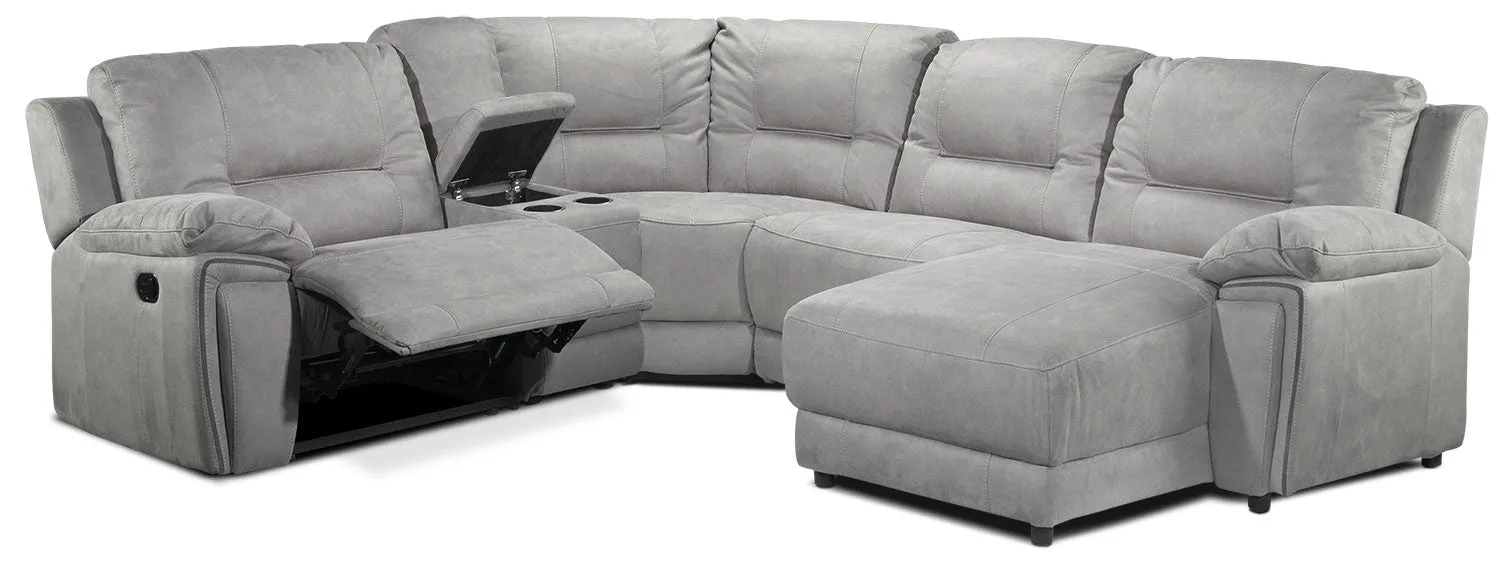 Halcyon 5-Piece Reclining Sectional with Right-Facing Chaise - Light Grey