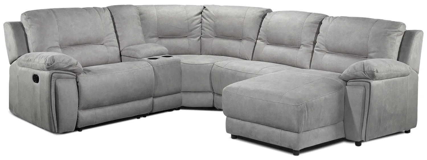 Halcyon 5-Piece Reclining Sectional with Right-Facing Chaise - Light Grey