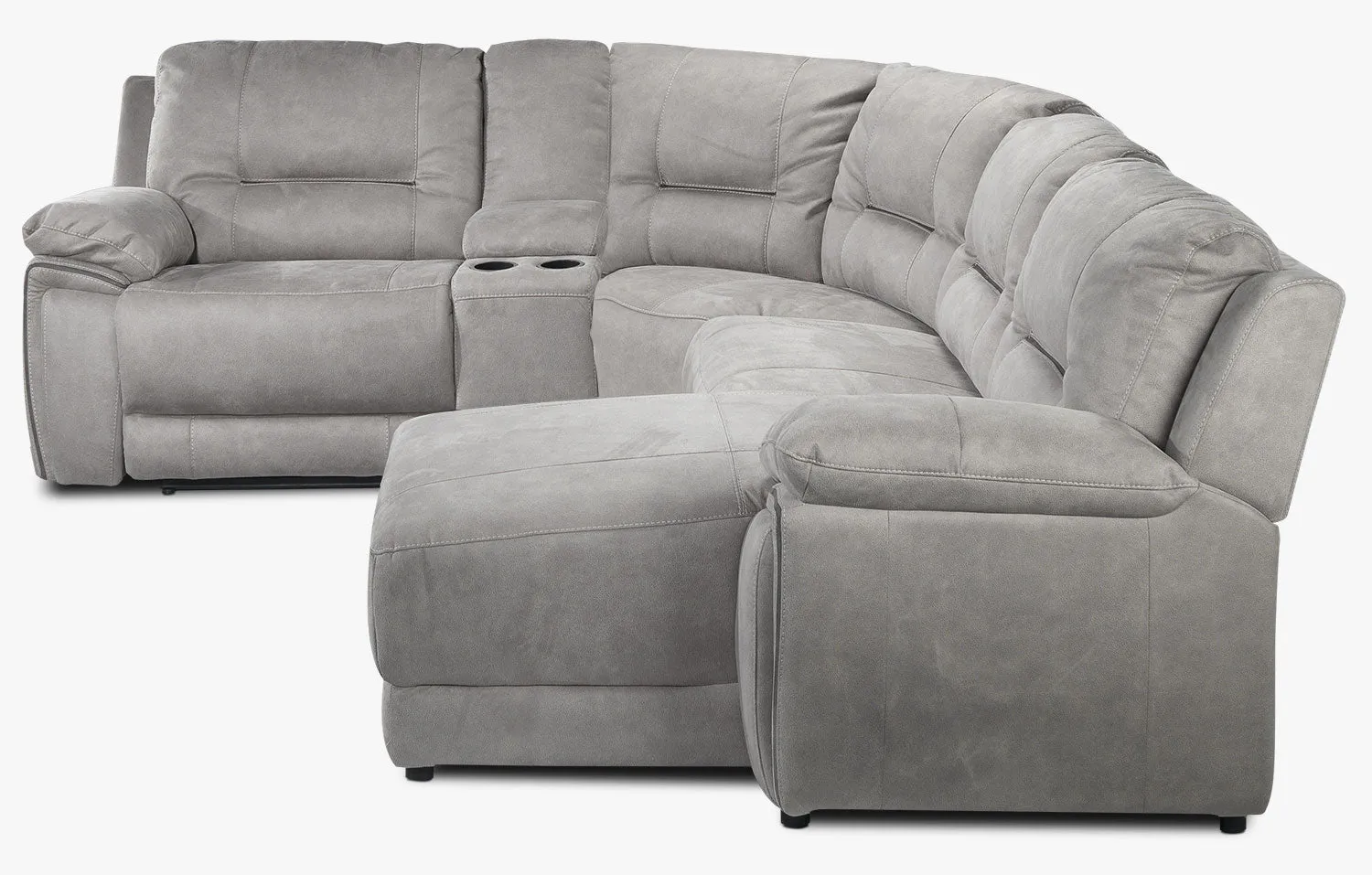 Halcyon 5-Piece Reclining Sectional with Right-Facing Chaise - Light Grey