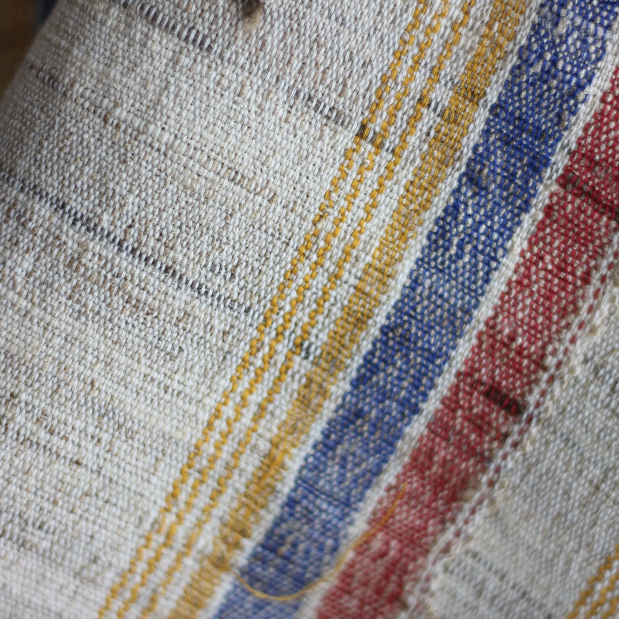 Handwoven Wrap from Handspun Tussar Silk & Fine Cotton - Colourful Tassels | Beige Stole, 24x86"