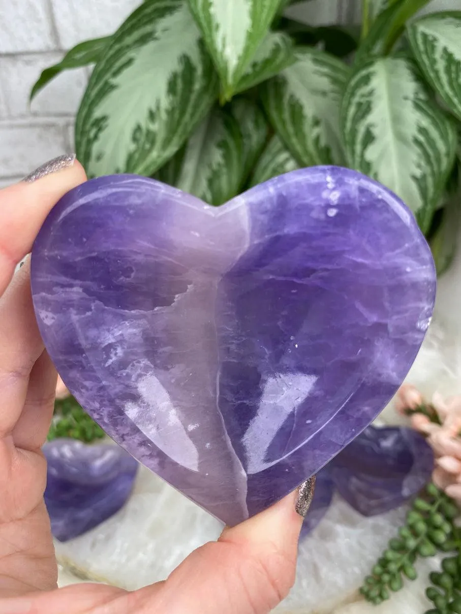 Heart Purple Fluorite Bowls